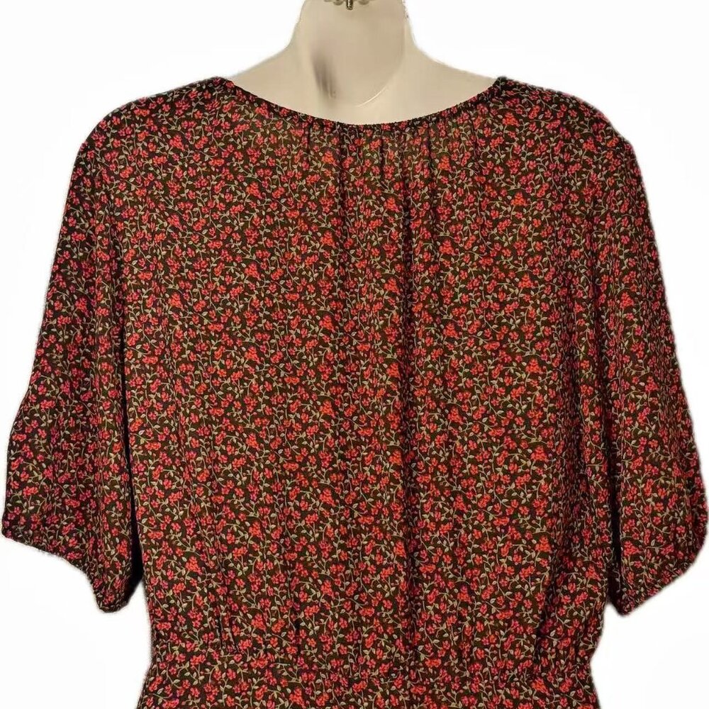 Uniqlo Women's Georgette Printed Half Sleeve Flared Sheer Dress & Black Slip M - Picture 6 of 10